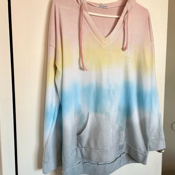 Theo and Spence Hooded Tie Dye Rainbow Sweater - Size M - Picture 2 of 15